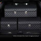 SOGA Leather Car Boot Collapsible Foldable Trunk Cargo Organizer Portable Storage Box Black/White STORAGEBLK387