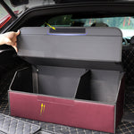 SOGA Leather Car Boot Collapsible Foldable Trunk Cargo Organizer Portable Storage Box Red Large STORAGEREDLGE