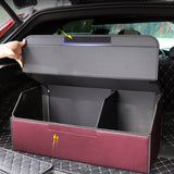 SOGA Leather Car Boot Collapsible Foldable Trunk Cargo Organizer Portable Storage Box Red Large STORAGEREDLGE