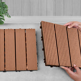 SOGA 2X 11 pcs Red Brown DIY Wooden Composite Decking Tiles Garden Outdoor Backyard Flooring Home DECK7003X2