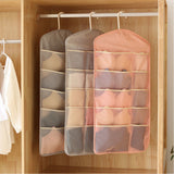 SOGA 2X Pink Double Sided Hanging Storage Bag Underwear Bra Socks Mesh Pocket Hanger Home Organiser SBOX26PNKX2