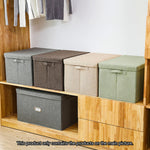 SOGA Grey Large Foldable Canvas Storage Box Cube Clothes Basket Organiser Home Decorative Box SBOX003