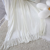 SOGA 2X White Acrylic Knitted Throw Blanket Solid Fringed Warm Cozy Woven Cover Couch Bed Sofa Home BLANKET912X2