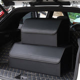 SOGA 4X Leather Car Boot Collapsible Foldable Trunk Cargo Organizer Portable Storage Box Black STORAGEBLKMEDX4