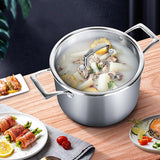 SOGA 22cm Stainless Steel Soup Pot Stock Cooking Stockpot Heavy Duty Thick Bottom with Glass Lid CASSEROLETRISPE22