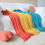 SOGA Orange Acrylic Knitted Throw Blanket Solid Fringed Warm Cozy Woven Cover Couch Bed Sofa Home BLANKET911