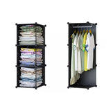 SOGA 10 Cubes Black Portable Wardrobe Divide-Grid Modular Storage Organiser Foldable Closet with WROBE3522