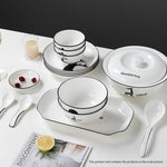SOGA White Antler Printed Ceramic Dinnerware Crockery Soup Bowl Plate Server Kitchen Home Decor BOWLG773