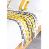SOGA 220cm Yellow Zigzag Striped Throw Blanket Acrylic Wave Knitted Fringed Woven Cover Couch Bed BLANKET918