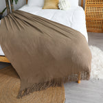 SOGA 2X Coffee Acrylic Knitted Throw Blanket Solid Fringed Warm Cozy Woven Cover Couch Bed Sofa Home BLANKET906X2