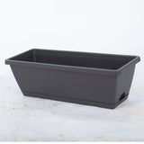 SOGA 49.5cm Black Rectangular Planter Vegetable Herb Flower Outdoor Plastic Box with Holder Balcony PLANTBOX5G