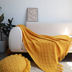 SOGA Yellow Diamond Pattern Knitted Throw Blanket Warm Cozy Woven Cover Couch Bed Sofa Home Decor BLANKET901