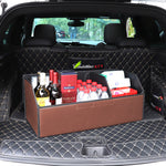 SOGA 4X Leather Car Boot Collapsible Foldable Trunk Cargo Organizer Portable Storage Box Coffee STORAGECOFLGEX4