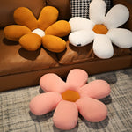 SOGA 2X White Daisy Flower Shape Cushion Soft Leaning Bedside Pad Floor Plush Pillow Home Decor SCUSHION071X2