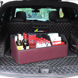 SOGA 2X Leather Car Boot Collapsible Foldable Trunk Cargo Organizer Portable Storage Box Red Medium STORAGEREDMEDX2