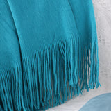 SOGA 2X Blue Acrylic Knitted Throw Blanket Solid Fringed Warm Cozy Woven Cover Couch Bed Sofa Home BLANKET910X2