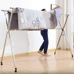 SOGA 2X 2.0m Portable Standing Clothes Drying Rack Foldable Space-Saving Laundry Holder with Wheels BSXG2515X2