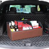 SOGA 4X Leather Car Boot Collapsible Foldable Trunk Cargo Organizer Portable Storage Box Coffee STORAGECOFMEDX4