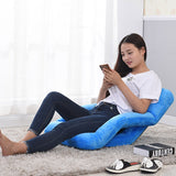 SOGA 4X Foldable Lounge Cushion Adjustable Floor Lazy Recliner Chair with Armrest Blue LOUNGEKIDBLUEX4