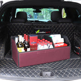 SOGA 2X Leather Car Boot Collapsible Foldable Trunk Cargo Organizer Portable Storage Box Red Large STORAGEREDLGEX2