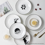 SOGA White Antler Printed Ceramic Dinnerware Crockery Soup Bowl Plate Server Kitchen Home Decor BOWLG773
