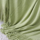 SOGA Green Acrylic Knitted Throw Blanket Solid Fringed Warm Cozy Woven Cover Couch Bed Sofa Home BLANKET913