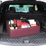 SOGA Leather Car Boot Collapsible Foldable Trunk Cargo Organizer Portable Storage Box Red Large STORAGEREDLGE