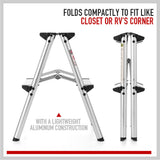 2-Step Portable Folding Ladder, Aluminum Frame Lightweight Home Ladder with Anti Slip Design, 150KG V465-95109