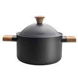 Non-stick Carbon Steel Dutch oven soup pot pan frying pan with lid wooden handle V324-HO-SOUPOT22