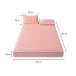 SOGA 2X Pink 153cm Wide Mattress Cover Thick Quilted Fleece Stretchable Clover Design Bed Spread BCOVER7007X2