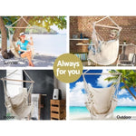 Gardeon Hanging Hammock Chair Outdoor Swing Hammocks Tassel Cream HM-CHAIR-TASSEL-CREAM