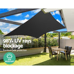 Instahut Shade Sail 6x7m Rectangle 280GSM 98% Black Shade Cloth SAIL-H-6X7-C-BK