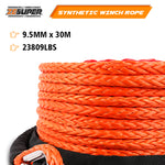 ZESUPER Winch Rope 9.5MM X 30M Dyneema SK75 Hook Synthetic Car Tow Recovery Cable Hook V211-AUEB-WR006