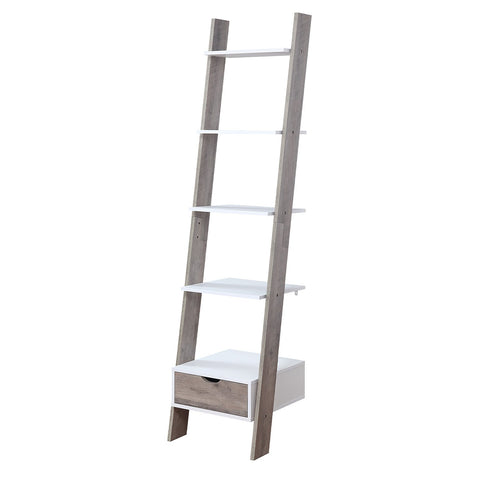 Sarantino Mira 5-Tier Ladder Shelf - White and Grey Oak LDS-120-06-WHOK