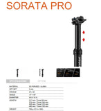Satori Mountain Bike Pro Dropper Adjustable Seatpost Internal Cable 31.6 Diameter 100mm Travel V382-INT100MM316DROPPER