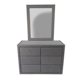 Molly Dresser Mirror 6 Chest of Drawers Bedroom Storage Cabinet - Light Grey V315-V-VIL-DM-KIT