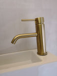 2020 New slim round style basin mount tap low faucet matte black tap mixer spout V549-LOWGOLD