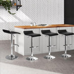 Artiss 4x Bar Stools Adjustable Gas Lift Chairs Black BA-TW-NEWT706-BK-X4