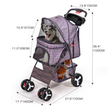 PaWz Large Pet Stroller Dog Cat Carrier Plaid ST1002-PLAID