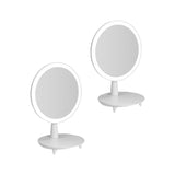 SOGA 2X Round White Rechargeable LED Light Makeup Mirror Tabletop Vanity Home Decor BATHG535X2