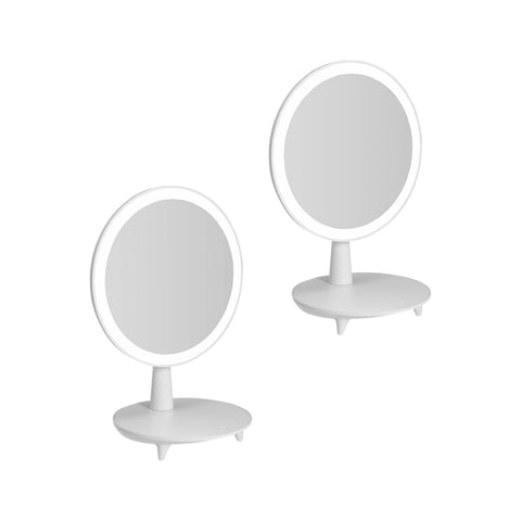 SOGA 2X Round White Rechargeable LED Light Makeup Mirror Tabletop Vanity Home Decor BATHG535X2