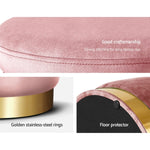 Artiss Round Velvet Foot Stool Storage Ottoman Foot Rest Pouffe Padded Seat Pink FS-B-673-VEL-PK