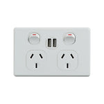 4C | Classic Double Power Point 250V 10A with 5V 2x2.4A USB Ports 040.000.0113