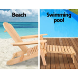 Gardeon 2PC Adirondack Outdoor Chairs Wooden Sun Lounge Patio Furniture Garden Natural FF-BEACH-CHOTTO-NTL-2X