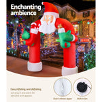 Jingle Jollys Christmas Inflatable Santa Archway 2.3M Outdoor Decorations Lights XMAS-INF-SANDOOR-10FT