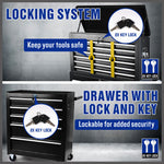 15-Drawer Tool Box Trolley Cabinet - Lockable Storage Cart Garage Toolbox Organizer System V465-95229+95236