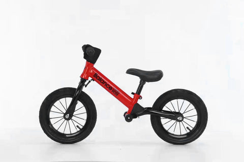 Bike Plus Kids Balance Bike Training Aluminium - Red with Suspension - 12" Rubber Tyres - Foot Pegs V382-REDBALANCEBIKE