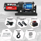 X-BULL Electric Winch 12V 3000LBS Synthetic Rope ATV UTV Boat Trailer With 2 X Wireless remote V211-AUEB-AXEW002BS