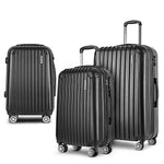 Wanderlite 3pcs LuggageTrolley Set Travel Suitcase Storage Organiser Carry On Hard Case TSA LUG-ABS-SPA-3SET-BK