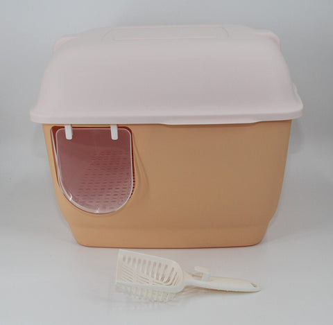 XL Portable Hooded Cat Toilet Litter Box Tray House with Handle and Scoop Orange V278-MSP-102-ORANGE